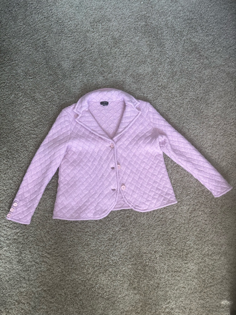 Lilac Quilted Knit Jacket - Soft Button-Front Coat